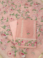 Peach Cotton Linen Embroidery Banarasi 3 pcs Suit Set 1200IM_CL6