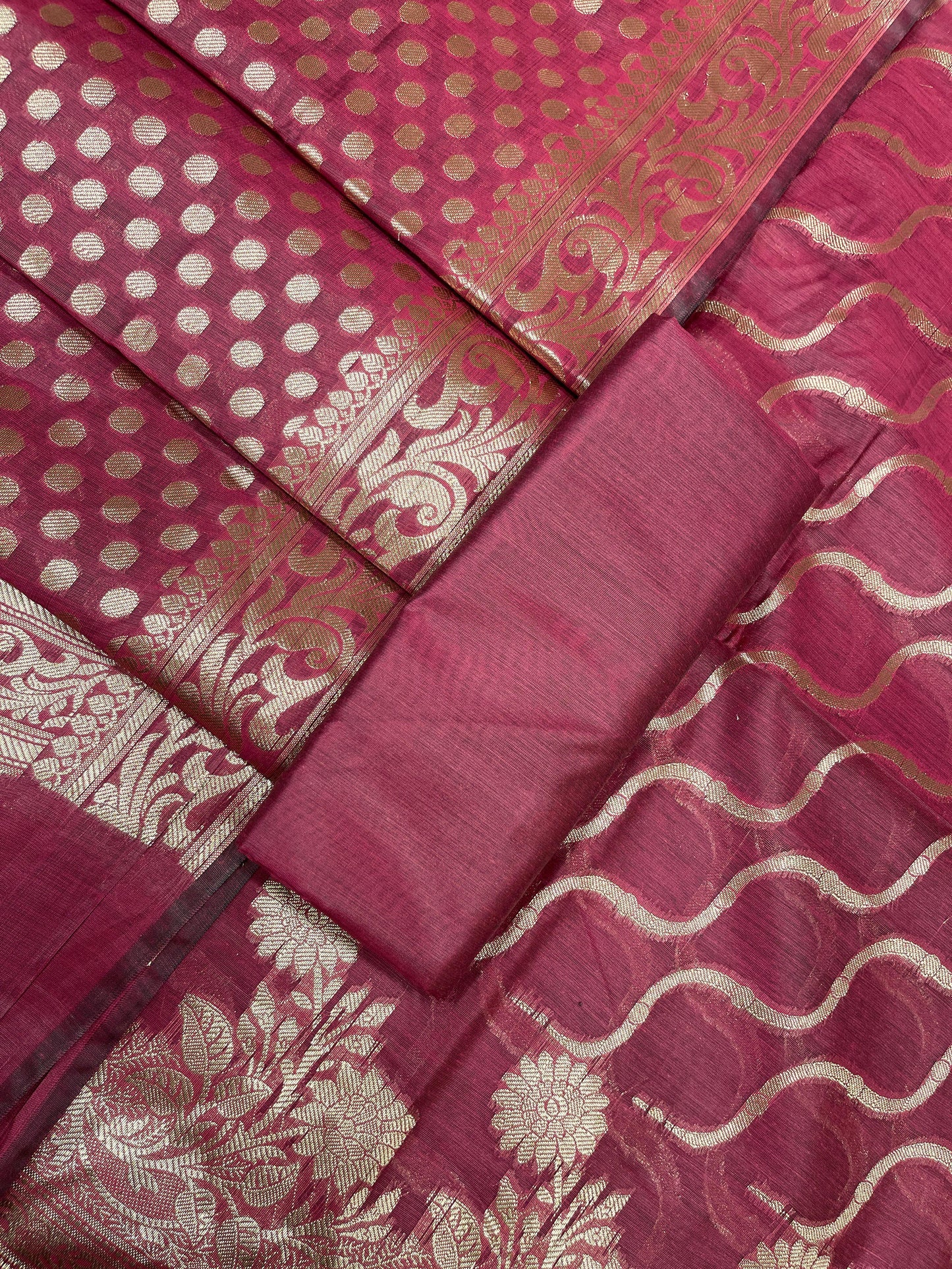 Magenta Cotton Silk Lehariya Banarasi 3 pcs Suit Set 675JVC_102