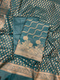 Seagreen Cotton Silk Lehariya Banarasi 3 pcs Suit Set 675JVC_106