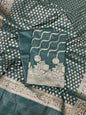 Dark Green Cotton Silk Lehariya Banarasi 3 pcs Suit Set 675JVC_107