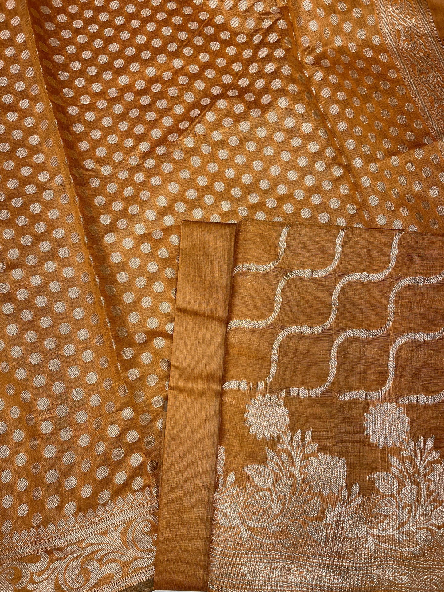 Mustard GoldCotton Silk Lehariya Banarasi 3 pcs Suit Set 675JVC_103