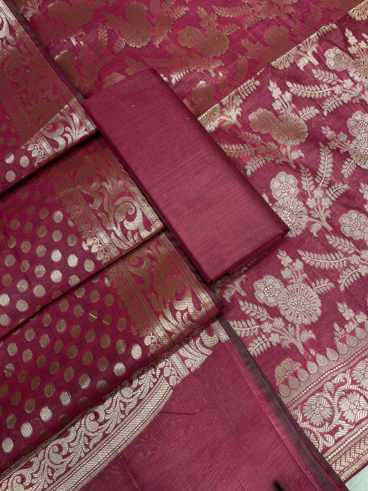 Magenta Cotton Silk Boota Banarasi 3 pcs Suit Set 675JVC_112