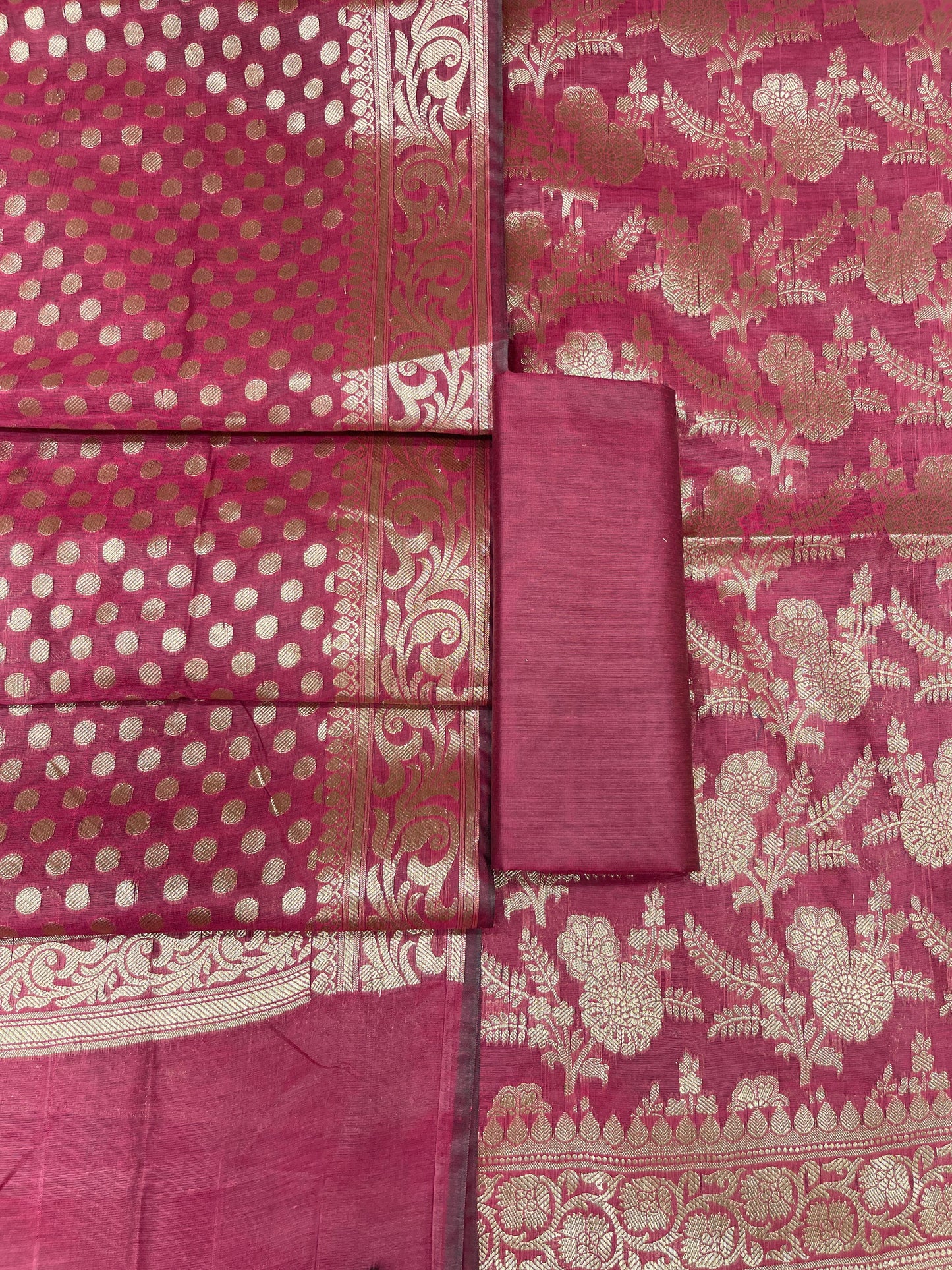Magenta Cotton Silk Boota Banarasi 3 pcs Suit Set 675JVC_112