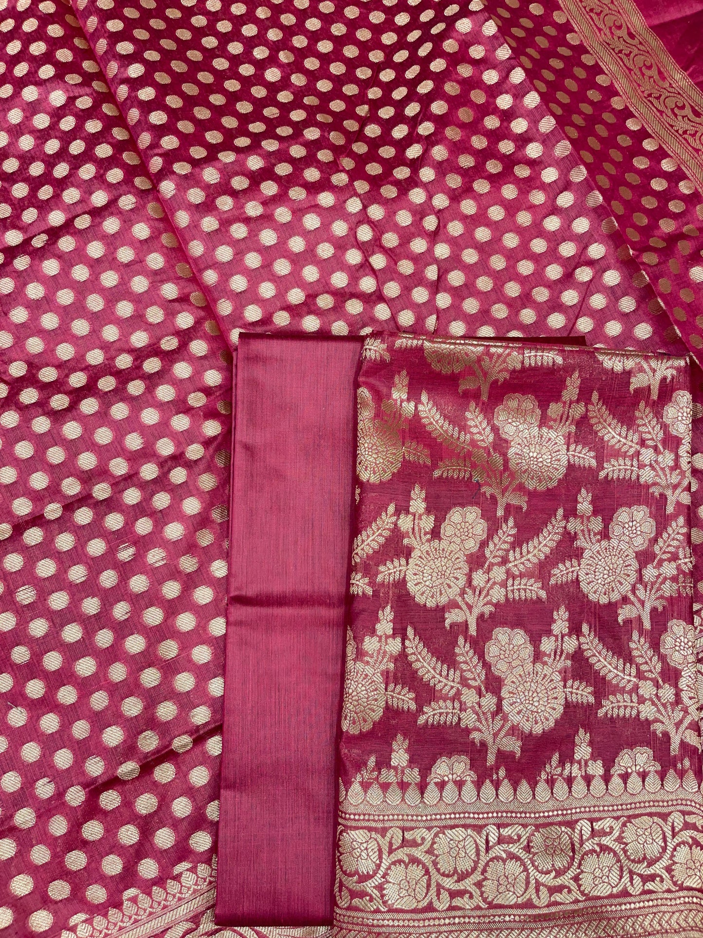Magenta Cotton Silk Boota Banarasi 3 pcs Suit Set 675JVC_112