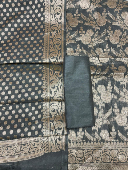 Black Cotton Silk Boota Banarasi 3 pcs Suit Set 675JVC_114