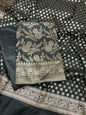 Black Cotton Silk Boota Banarasi 3 pcs Suit Set 675JVC_114
