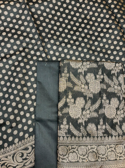Black Cotton Silk Boota Banarasi 3 pcs Suit Set 675JVC_114