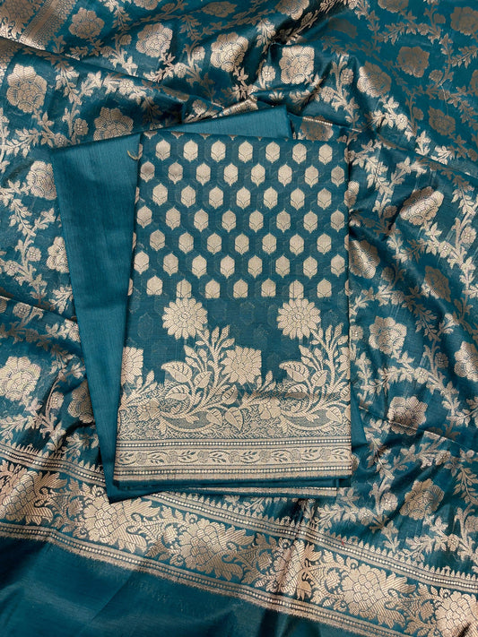 Seagreen Cotton Silk Banarasi 3 pcs Suit Set 675JVC_115