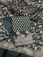 Black Cotton Silk Banarasi 3 pcs Suit Set 675JVC_120