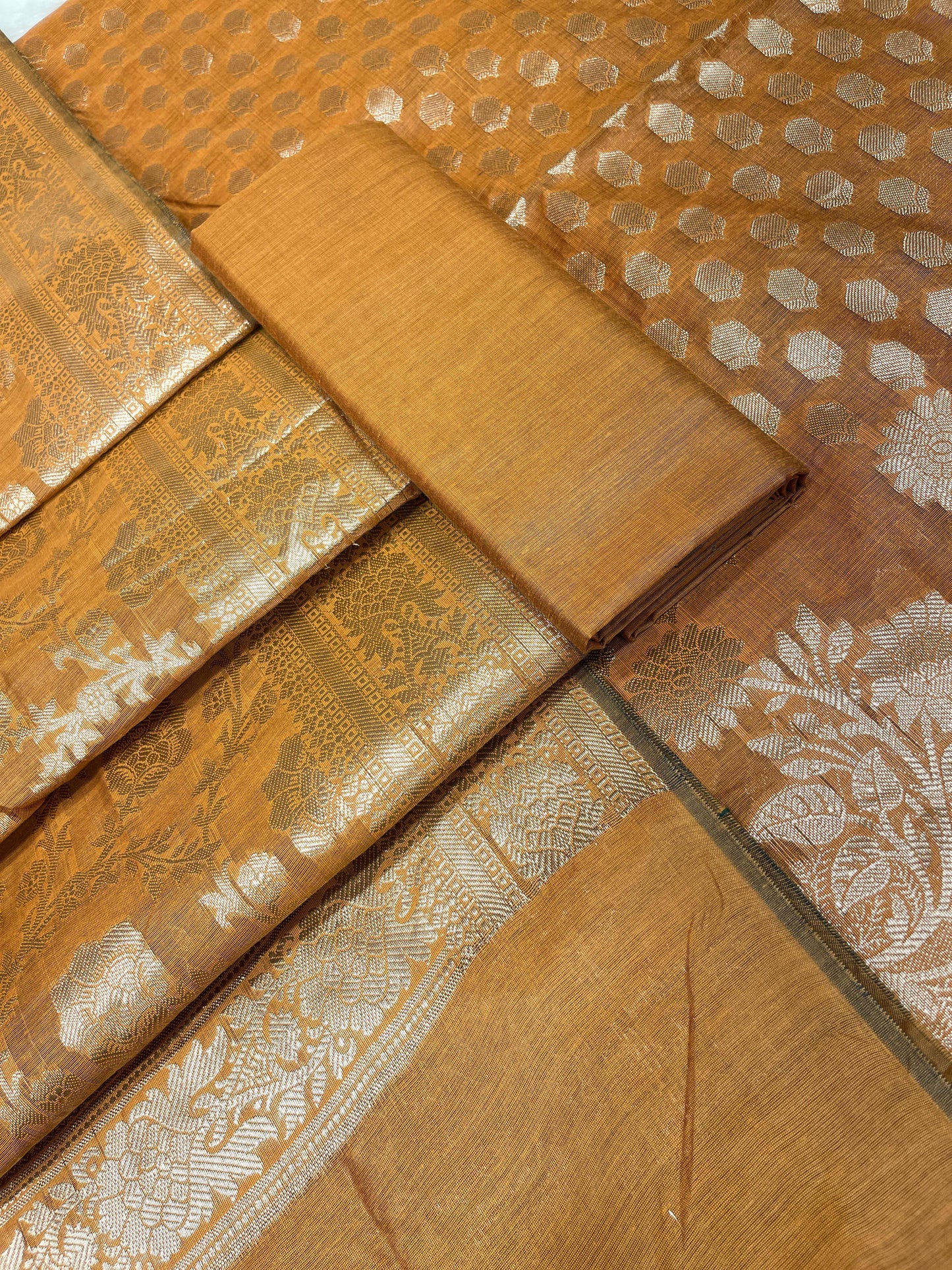 Mustard Gold Cotton Silk Banarasi 3 pcs Suit Set 675JVC_117