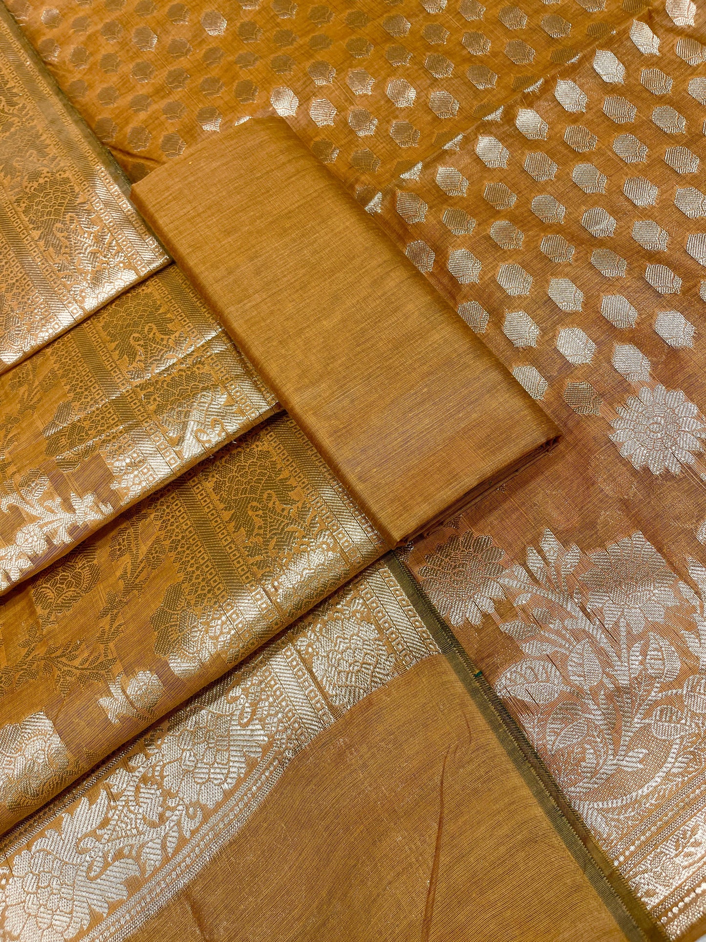Mustard Gold Cotton Silk Banarasi 3 pcs Suit Set 675JVC_117