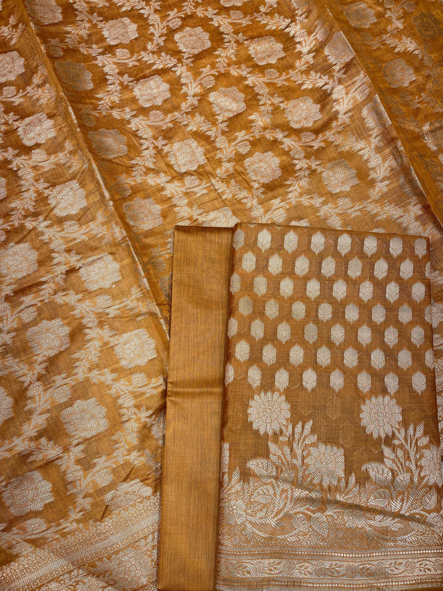 Mustard Gold Cotton Silk Banarasi 3 pcs Suit Set 675JVC_117