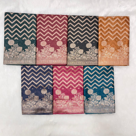 Cotton Silk Zig-Zag Banarasi 3 pcs Suit 675_JVC122-JVC128 SET