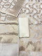 Off white Mercerize Cotton Silk Banarasi 3 pcs Suit Set 700SKL_MS1