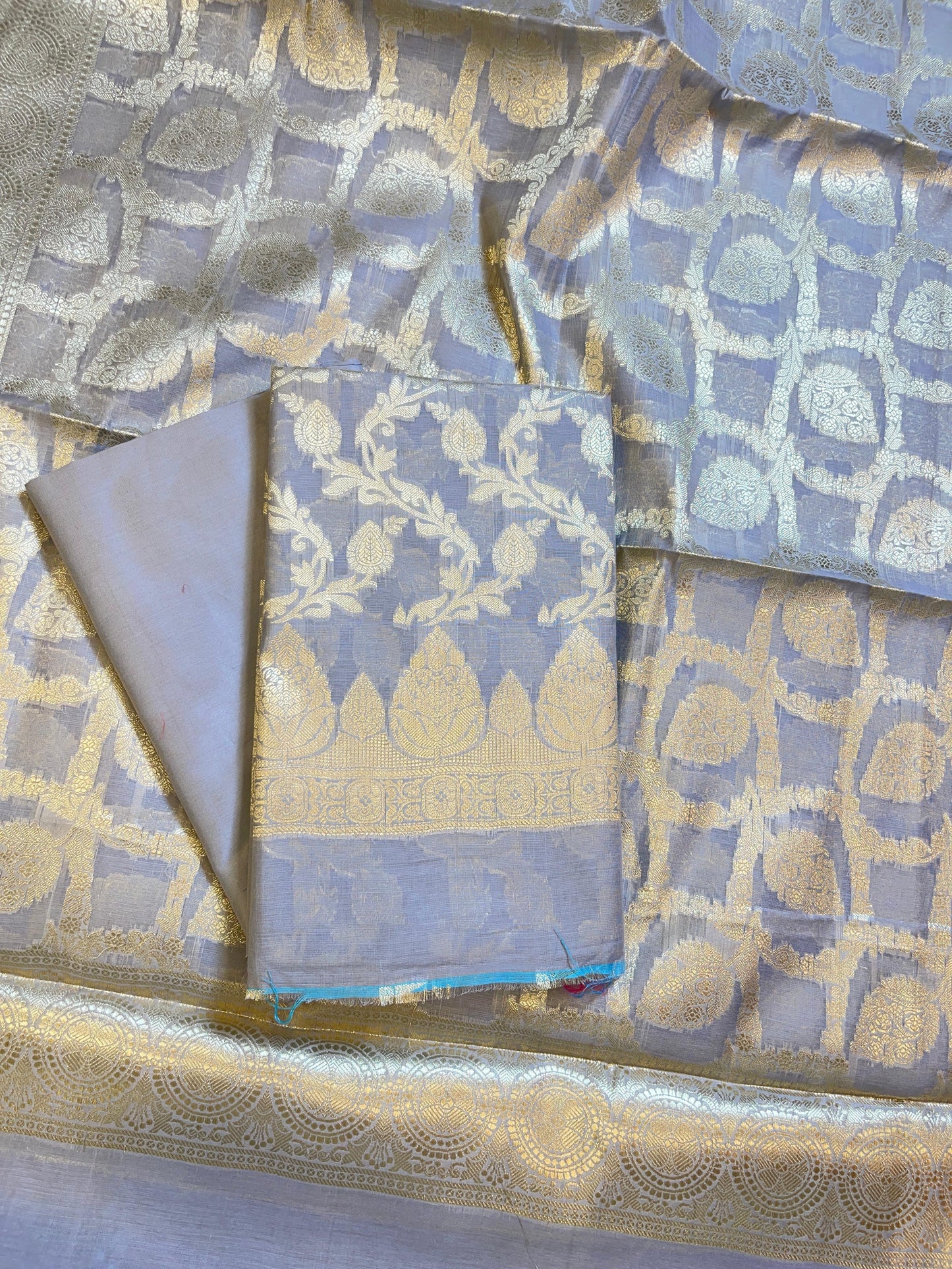Grey Mercerize Cotton Silk Banarasi 3 pcs Suit Set 700SKL_MS4