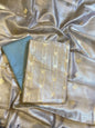 Grey Tissue Silk Zari Stripe Banarasi 3 pcs Suit Set 1100 SKL_TSU3