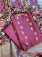 Burgundy Katan Silk Zari Booti Banarasi 3 pcs Suit Set with Multicolor Mina Dupatta 700SKL_KS10