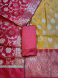 Mustard Art Silk Floral Zari Boota Contrast Banarasi Suit with Red Dupatta 625AJ_TPT12