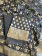 Black Semi Silk Floral Booti Banarasi 3 pcs Suit Set 900AJ_SK5