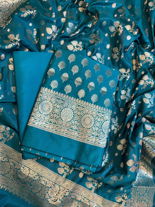 Seagreen Semi Silk  Floral Booti Banarasi 3 pcs Suit Set 900AJ_SK6