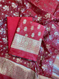 Red Semi Silk Floral Boota Banarasi 3 pcs Suit Set 900AJ_SK11