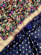 Navy Blue Biba Silk Zari With Kimkhab Mina Jaal Dupatta 700SKL_KS24