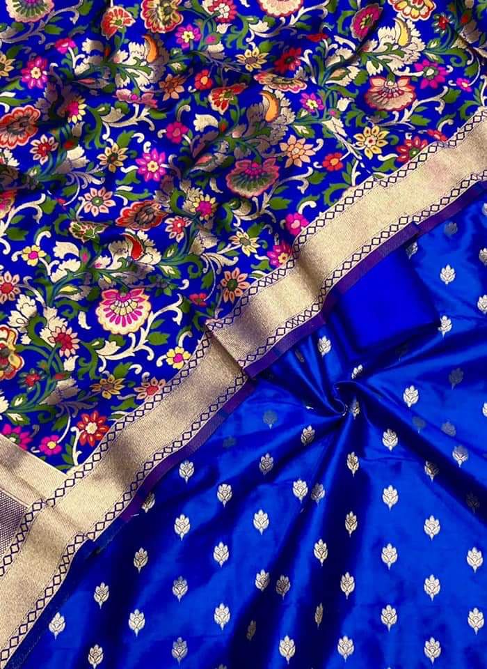Blue Biba Silk Zari With Kimkhab Mina Jaal Dupatta 700SKL_KS23