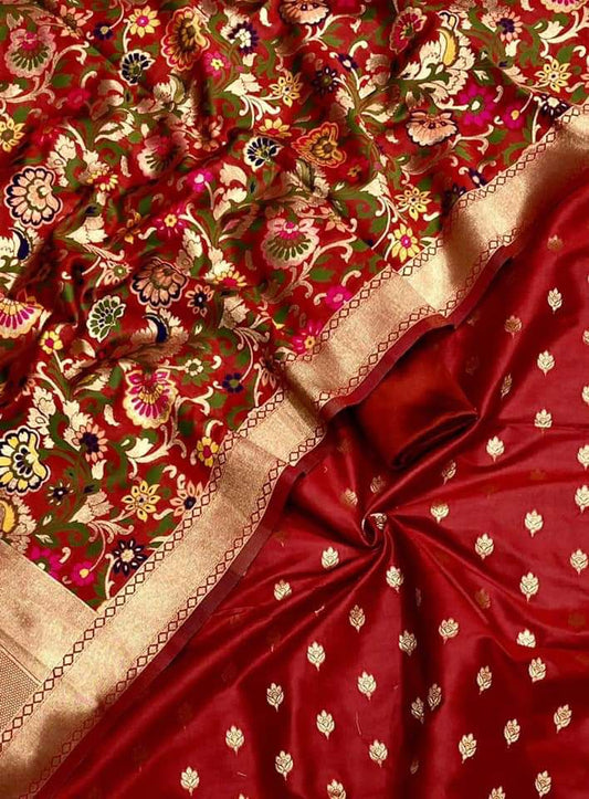 Red Biba Silk Zari With Kimkhab Mina Jaal Dupatta 700SKL_KS25