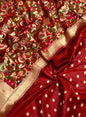 Red Biba Silk Zari With Kimkhab Mina Jaal Dupatta 700SKL_KS25