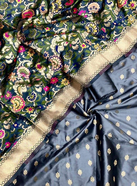 Grey Biba Silk Zari With Kimkhab Mina Jaal Dupatta 700SKL_KS27