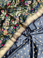 Grey Biba Silk Zari With Kimkhab Mina Jaal Dupatta 700SKL_KS27