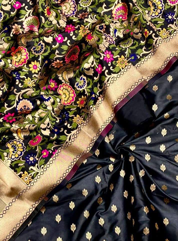Black Biba Silk Zari With Kimkhab Mina Jaal Dupatta 700SKL_KS29