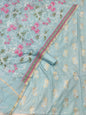 Blue Pure Mercerised Resham Mina Embroidery Dupatta Banarasi Suit Set 1250SKL_RM7