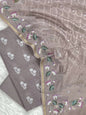 Light Brown Pure Mercerised Resham Booti Digital Print Dupatta Banarasi Suit Set 1000SKL_RM11