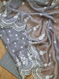 Grey Organza Silk Embroidery Banarasi 3 Pcs Suit Set 1100SKL_OG5