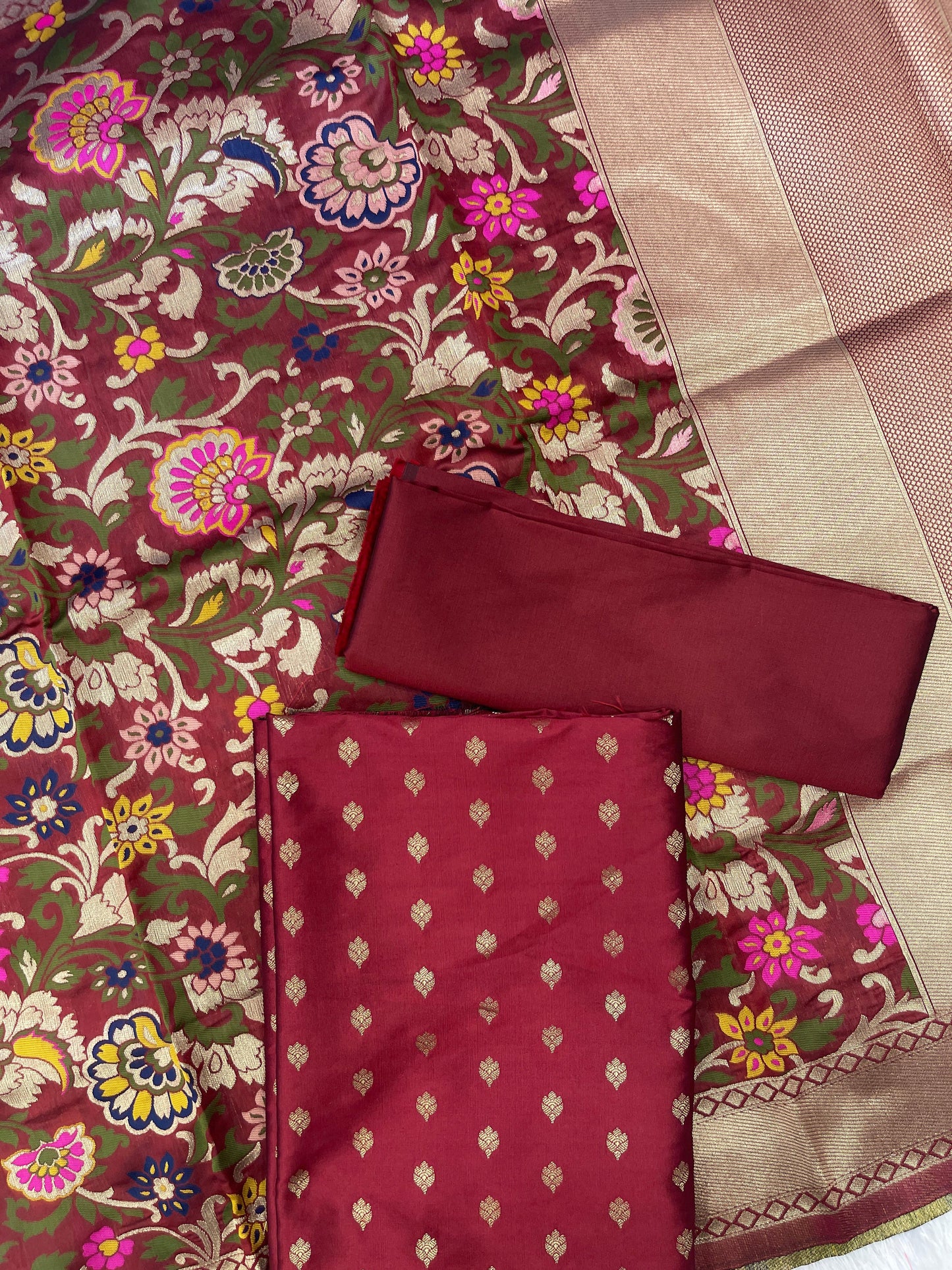 Maroon Biba Silk Zari With Kimkhab Mina Jaal Dupatta 700SKL_KS22