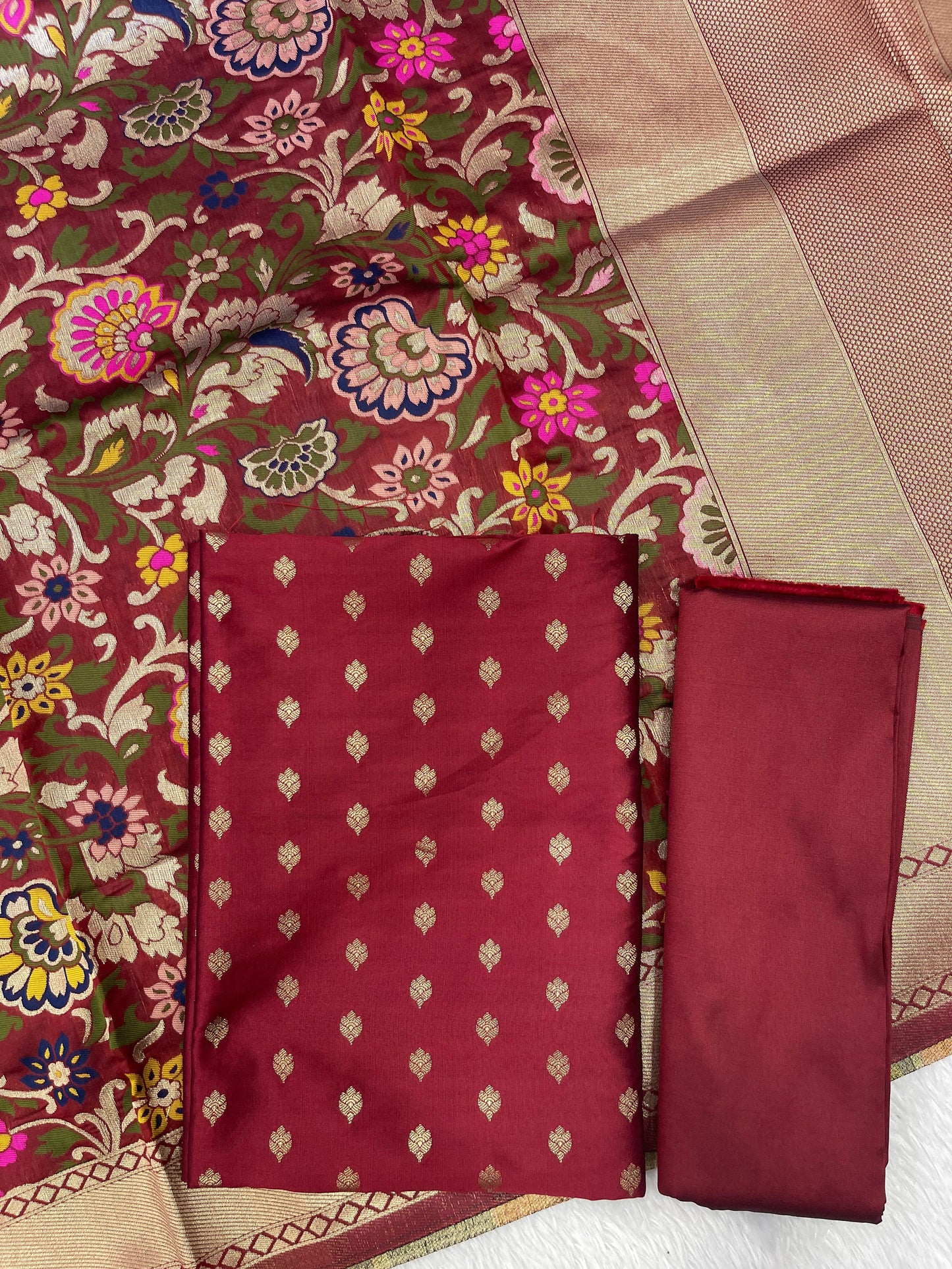 Maroon Biba Silk Zari With Kimkhab Mina Jaal Dupatta 700SKL_KS22