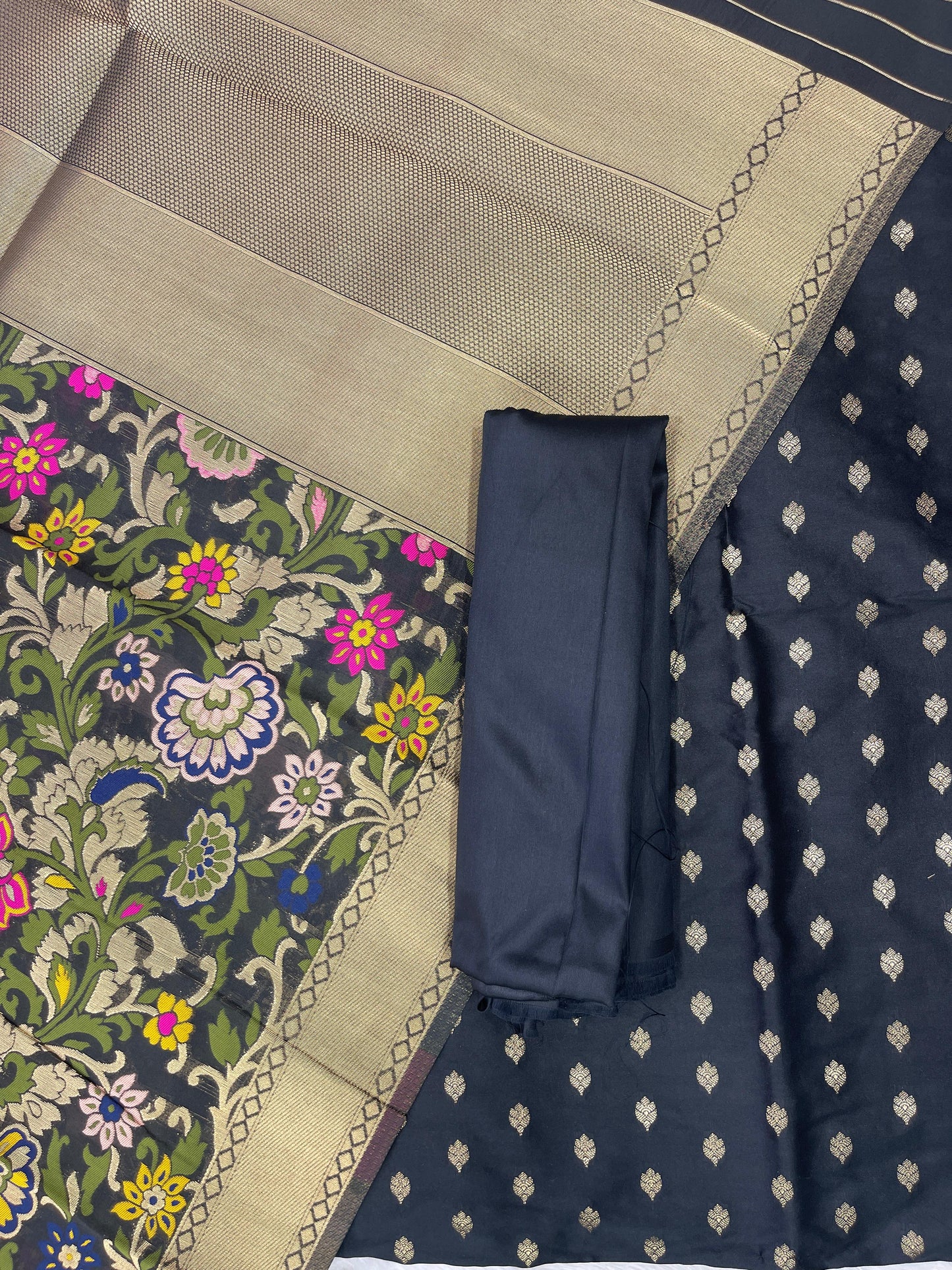 Black Biba Silk Zari With Kimkhab Mina Jaal Dupatta 700SKL_KS29