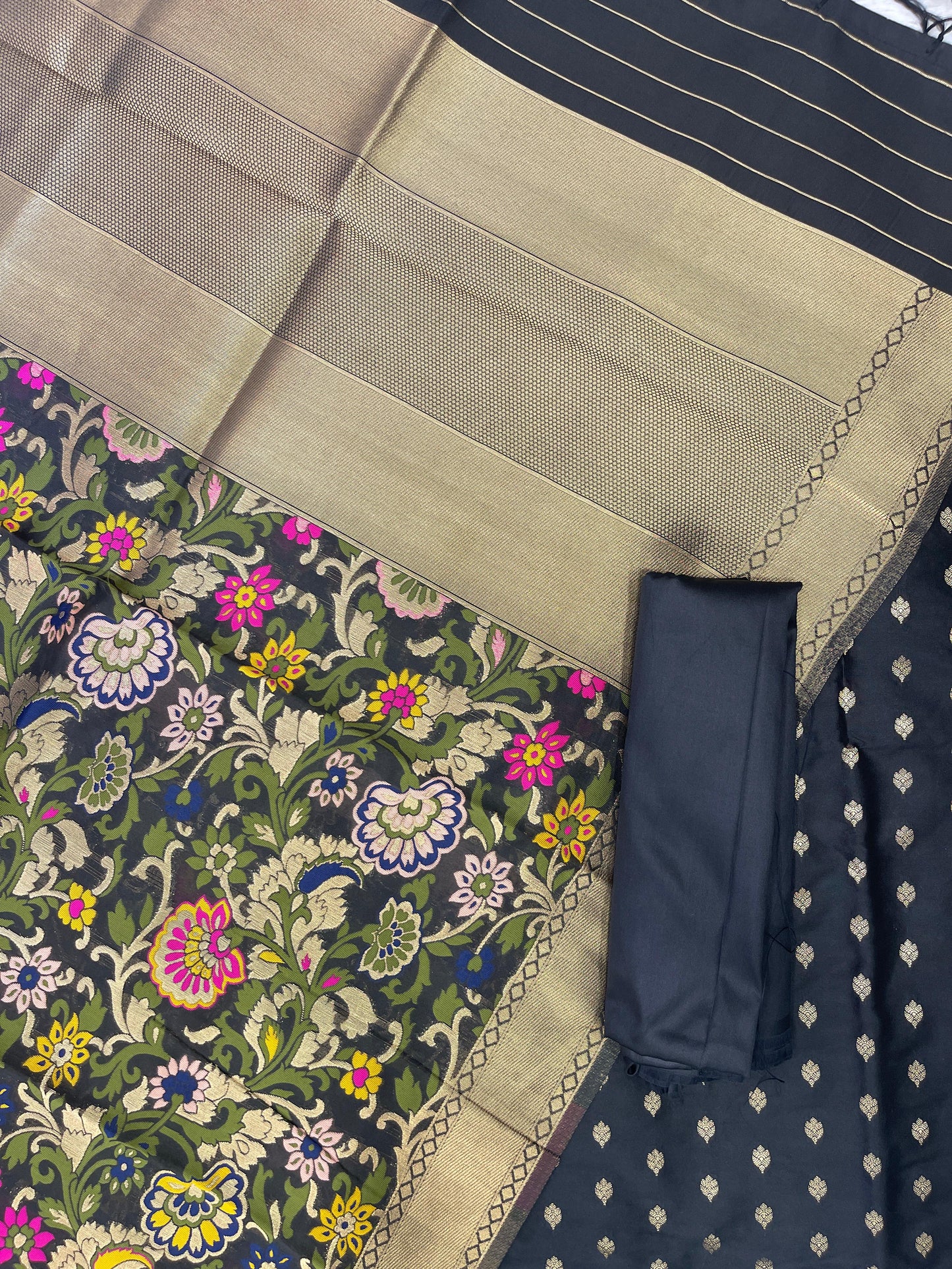 Black Biba Silk Zari With Kimkhab Mina Jaal Dupatta 700SKL_KS29