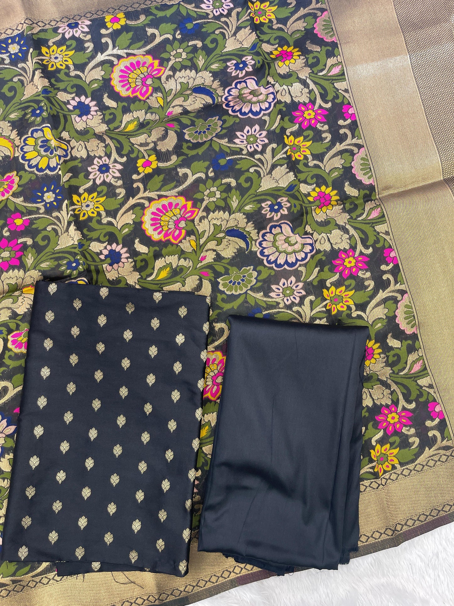 Black Biba Silk Zari With Kimkhab Mina Jaal Dupatta 700SKL_KS29