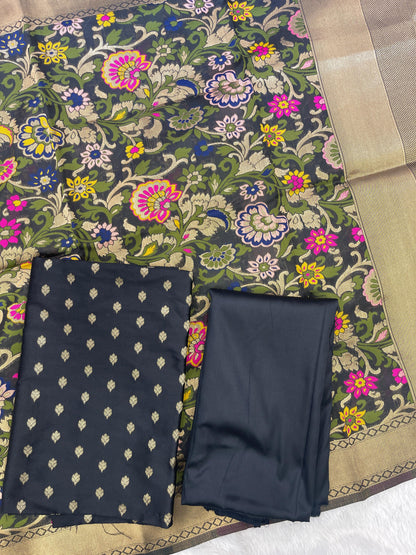 Black Biba Silk Zari With Kimkhab Mina Jaal Dupatta 700SKL_KS29