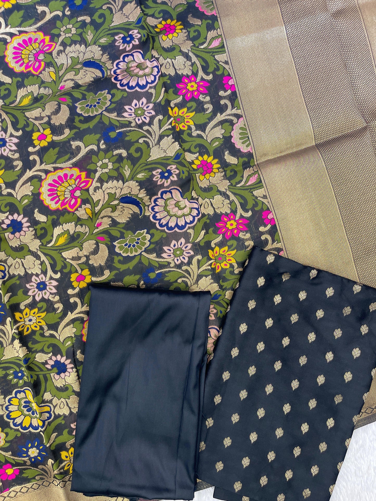 Black Biba Silk Zari With Kimkhab Mina Jaal Dupatta 700SKL_KS29