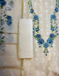 Off white Pure Mercerise Embroidery Necklace Banarasi 3 pcs Suit Set 12SKL_MN4