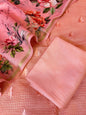 Peach Kota Check Resham Embroidery with Digital Print Dupatta Banarasi Suit Set 1SKL_KC14