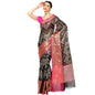 Faishana Black Art Silk Meena Ikat Patola Pattu Banarasi Saree With Maroon Blouse
