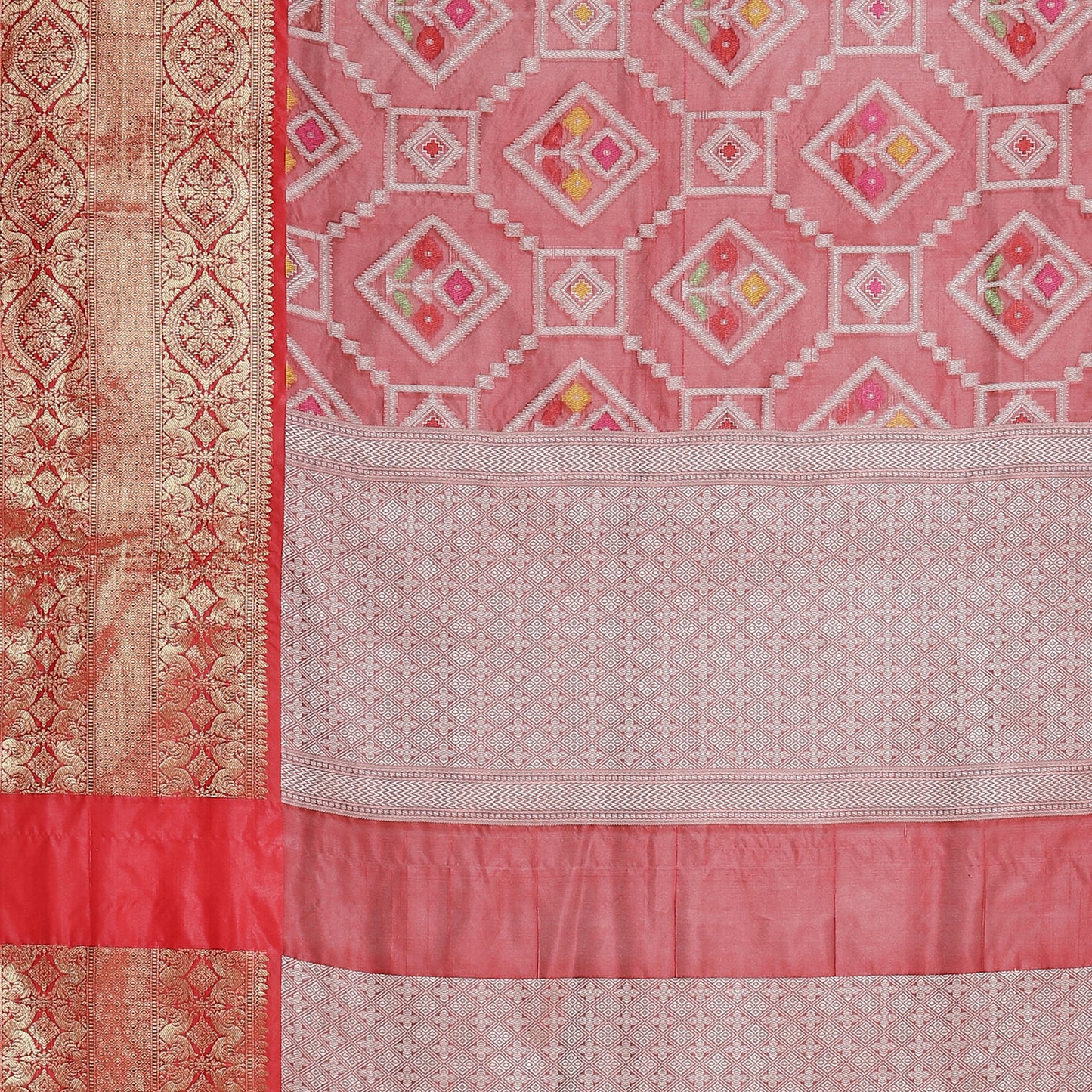 Faishana Presents Maroon Art Silk Meena Ikat Patola Patu Banarasi Saree With Maroon Blouse Piece