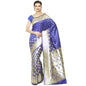 Faishana Presents Blue Half Half Patli Zari Jaal Satin Silk Saree With Blue Blouse Piece