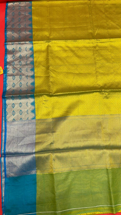Yellow Tanchoi Banarasi Sarees For Women GEBC12