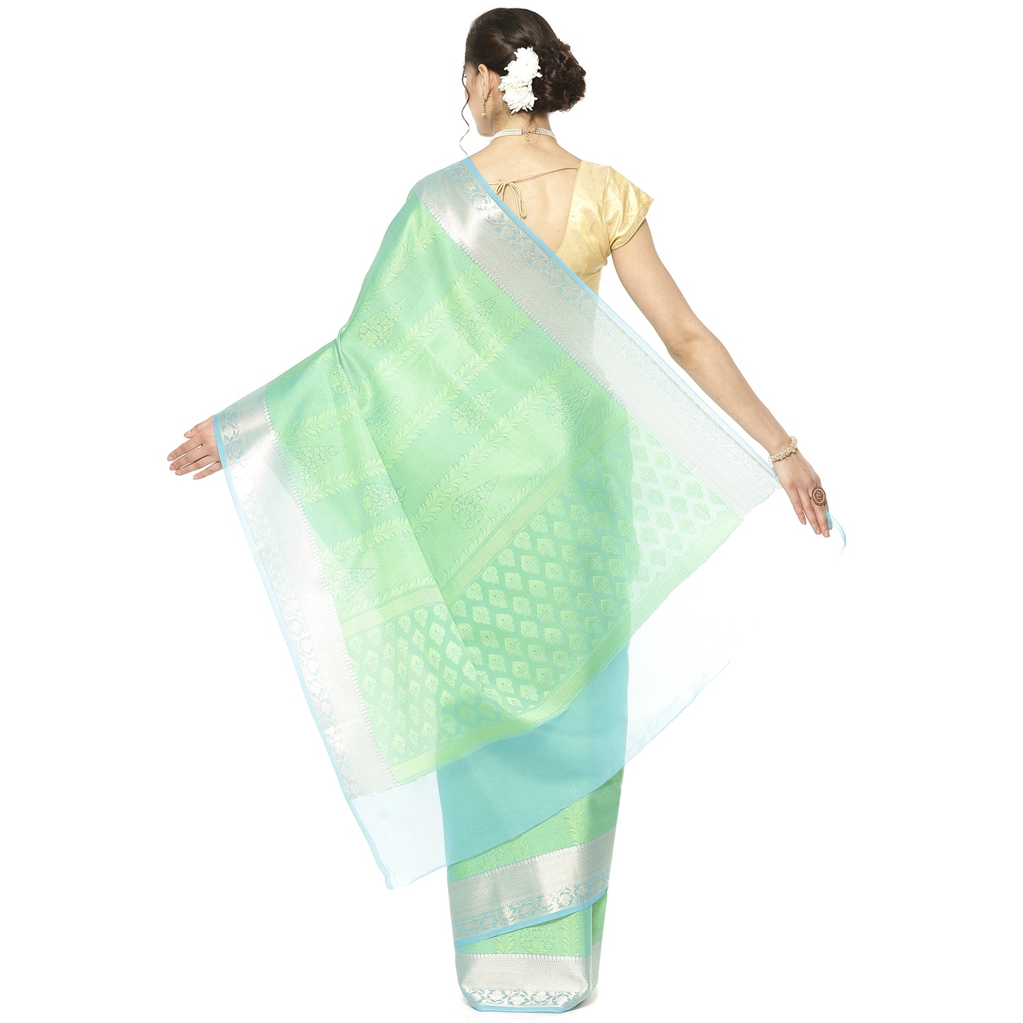 Green Tanchoi Banarasi Sarees For Women GEBC16