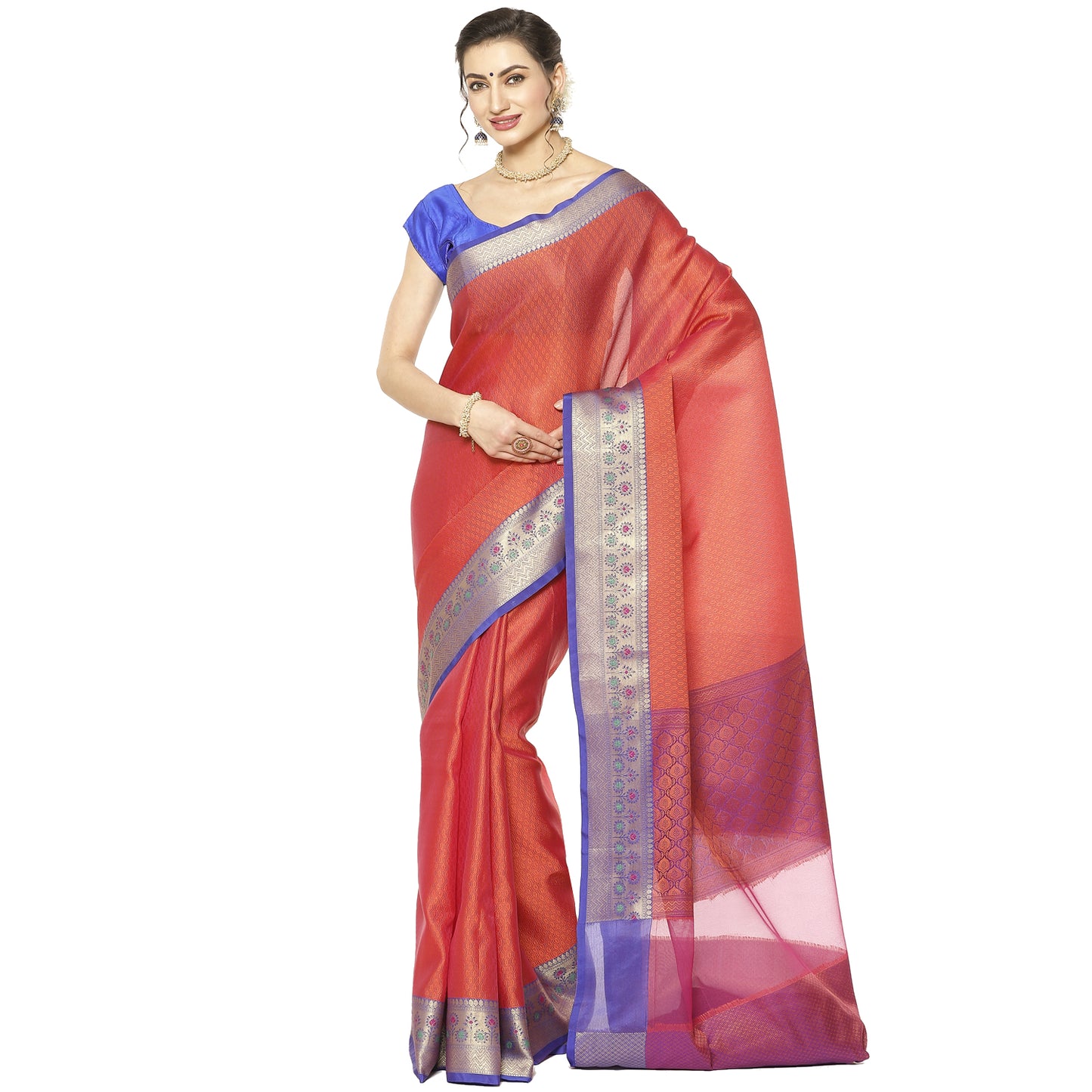 Orange Tanchoi Banarasi Sarees For Women GEBC17